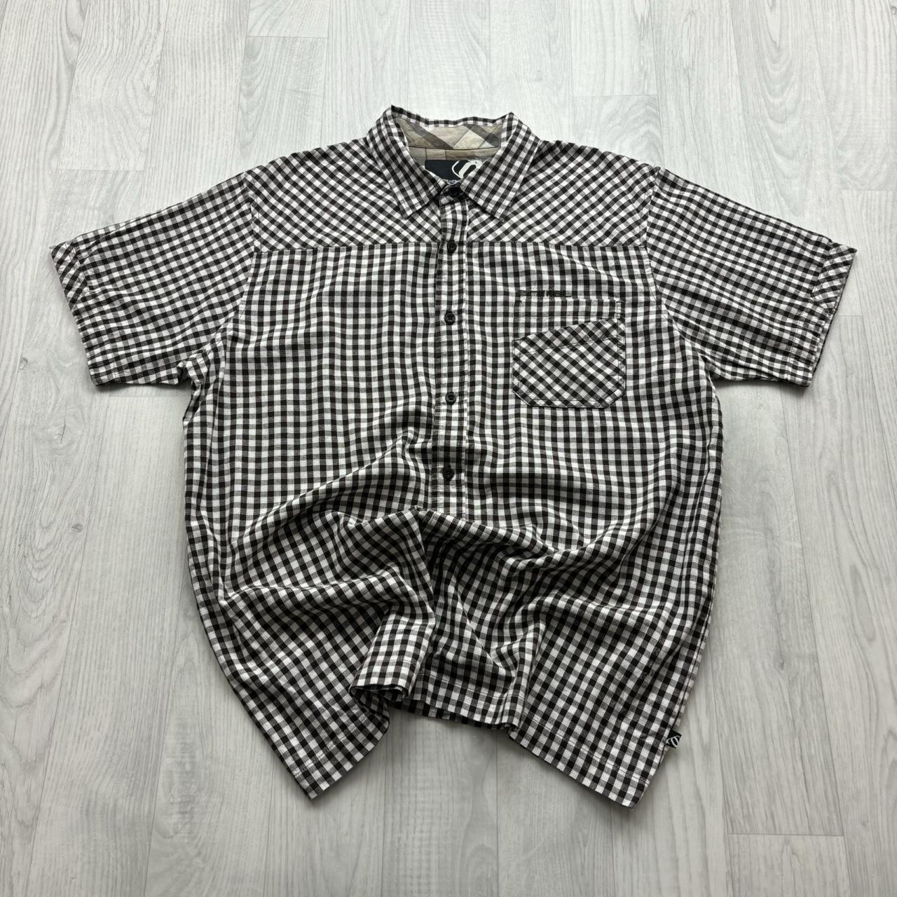 VINTAGE Y2K ANIMAL CHECKERED SHORT SLEEVE SHIRT BROWN