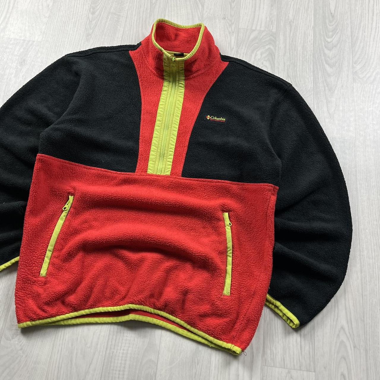 VINTAGE Y2K COLUMBIA QUARTER ZIP FLEECE SWEATSHIRT BLACK MULTI