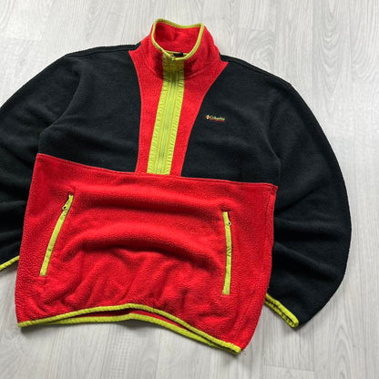 VINTAGE Y2K COLUMBIA QUARTER ZIP FLEECE SWEATSHIRT BLACK MULTI