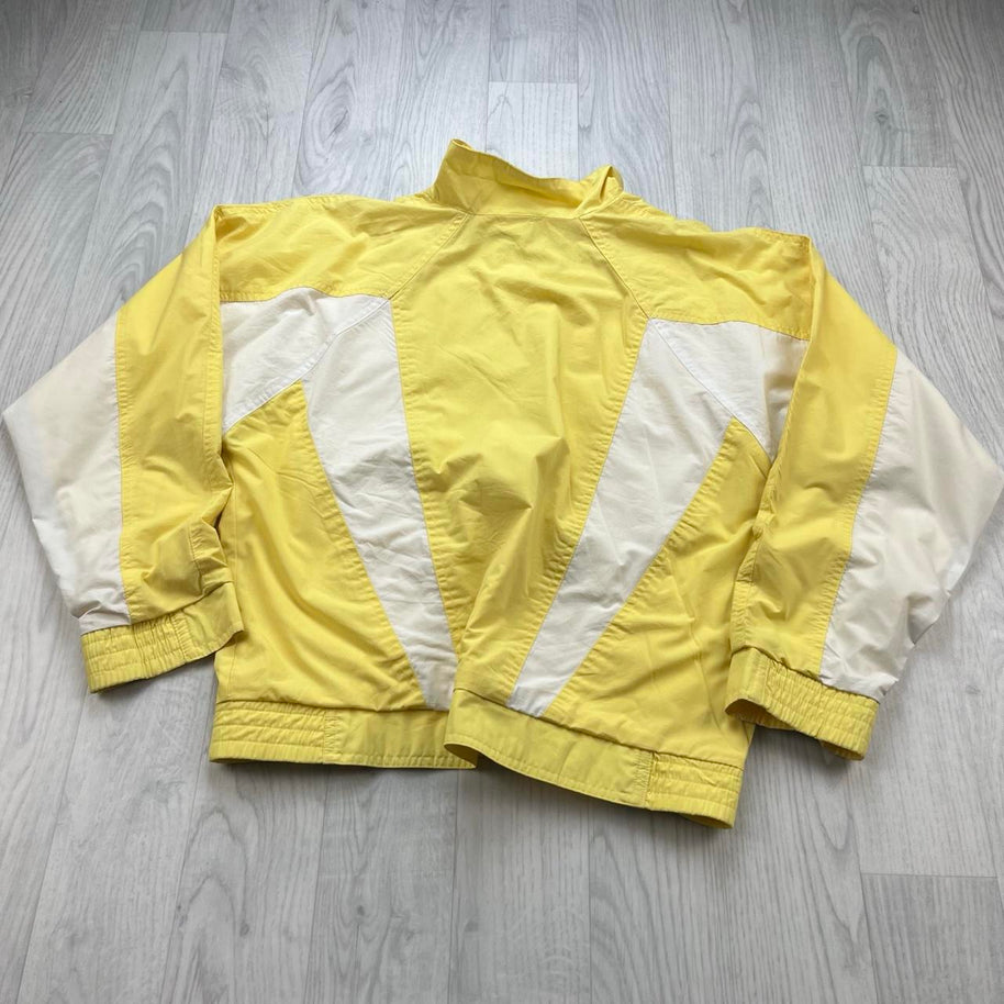 VINTAGE 90s ADIDAS PANELLED WINDBREAKER JACKET YELLOW