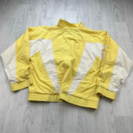 VINTAGE 90s ADIDAS PANELLED WINDBREAKER JACKET YELLOW