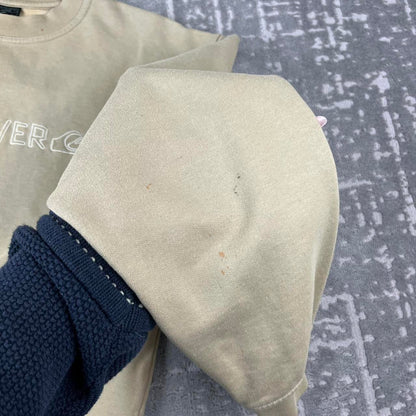 VINTAGE Y2K QUIKSILVER SPELL OUT BOXY SWEATSHIRT BEIGE