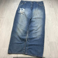 VINTAGE Y2K PHAT FARM GRAPHIC BAGGY JEANS BLUE