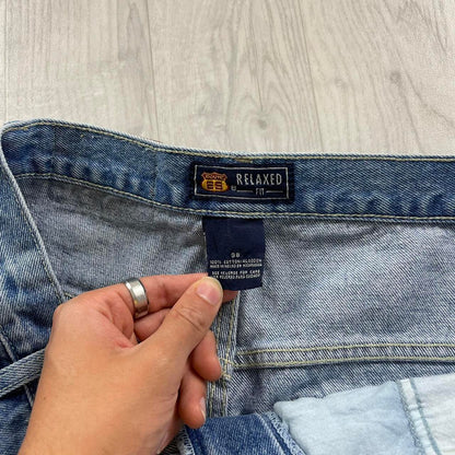 VINTAGE ROUTE 66 BAGGY LOOSE SKATER JORTS BLUE (38w)