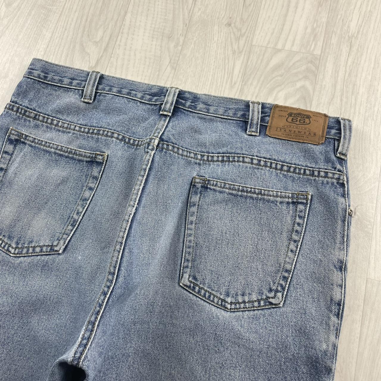 VINTAGE ROUTE 66 BAGGY LOOSE SKATER JORTS BLUE (36w)