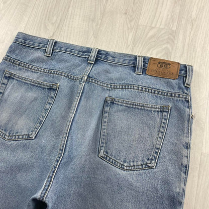 VINTAGE ROUTE 66 BAGGY LOOSE SKATER JORTS BLUE (36w)