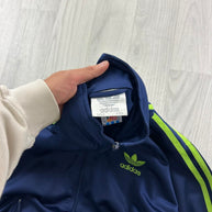 VINTAGE 90s ADIDAS TREFOIL ZIP UP TRACK JACKET NAVY / GREEN