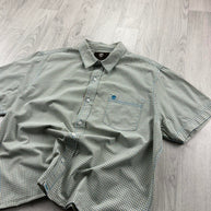 VINTAGE 00s TIMBERLAND CHECKERED CROPPED SHORT SLEEVE BUTTON UP SHIRT GREEN