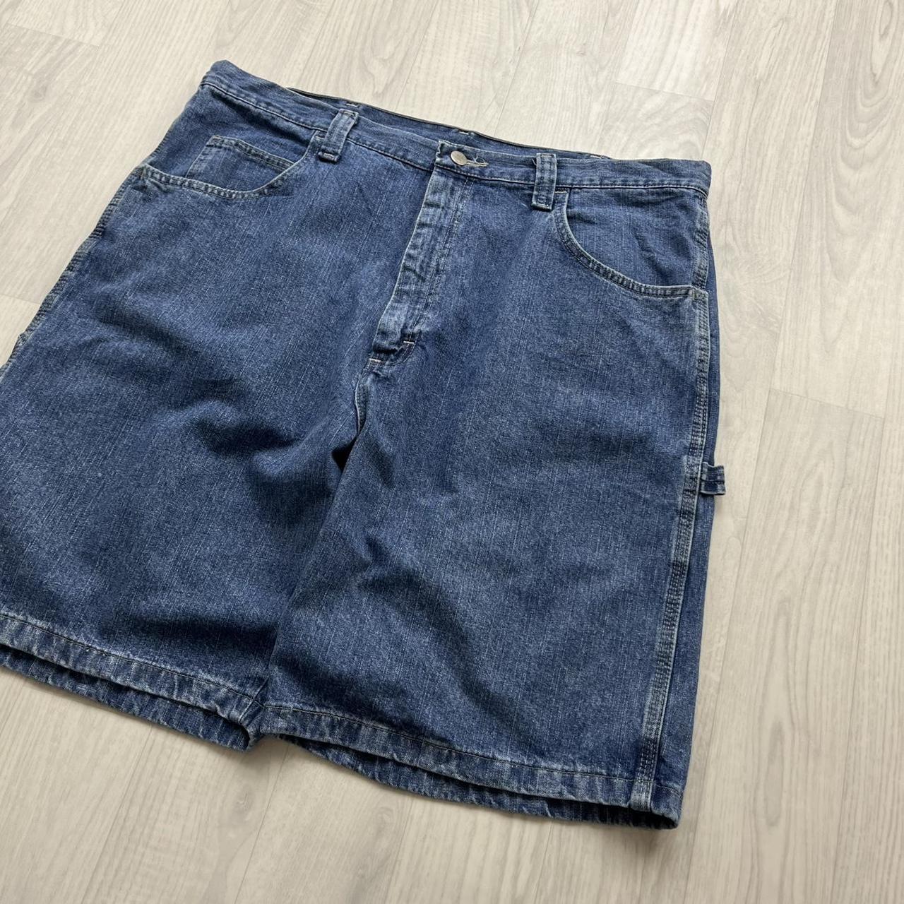 VINTAGE 00s WRANGLER BAGGY LOOSE CARPENTER JORTS BLUE