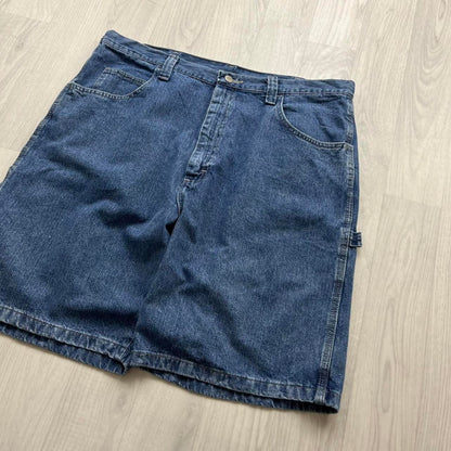 VINTAGE 00s WRANGLER BAGGY LOOSE CARPENTER JORTS BLUE