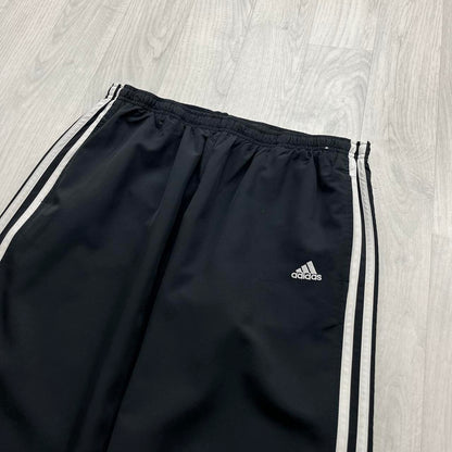 VINTAGE Y2K ADIDAS SIDE STRIPE BAGGY TRACKSUIT BOTTOMS BLACK WHITE (L Ws)