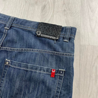 VINTAGE SOUTHPOLE BAGGY LOOSE SKATER HIP HOP JORTS NAVY (38w)