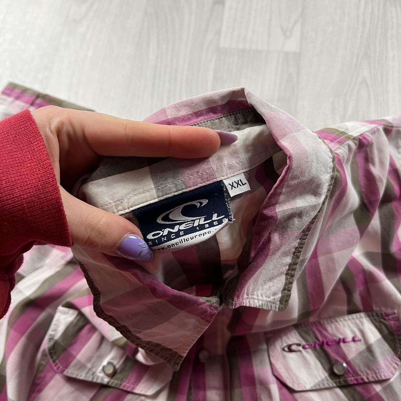 VINTAGE Y2K ONEILL SHORT SLEEVE CHECKERED SHIRT PINK