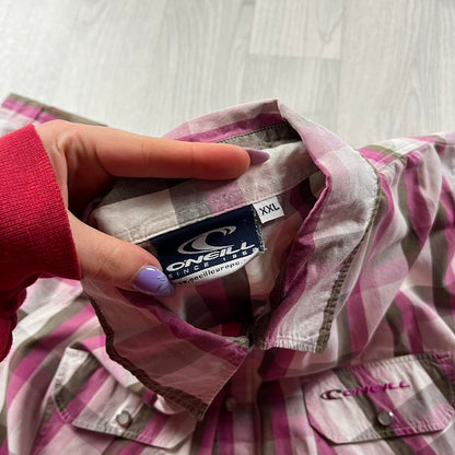 VINTAGE Y2K ONEILL SHORT SLEEVE CHECKERED SHIRT PINK