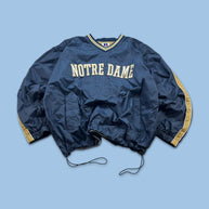 VINTAGE Y2K RUSSELL ATHLETIC NOTRE DAME PULLOVER SHELL JACKET NAVY