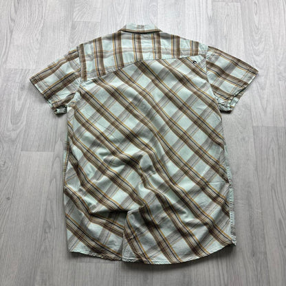 VINTAGE Y2K RIP CURL PLAID SHORT SLEEVE SHIRT GREY