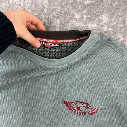 VINTAGE Y2K O’NEILL KNITTED JUMPER GREY GREEN