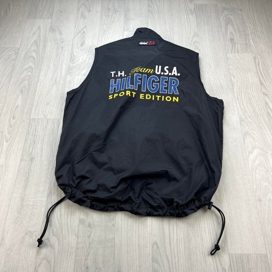 VINTAGE Y2K TOMMY HILFIGER TECHNICAL GILET VEST JACKET BLACK