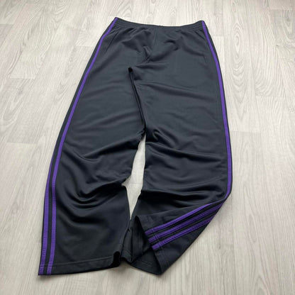 VINTAGE Y2K ADIDAS SIDE STRIPE BAGGY TRACKSUIT BOTTOMS GREY PURPLE (L)