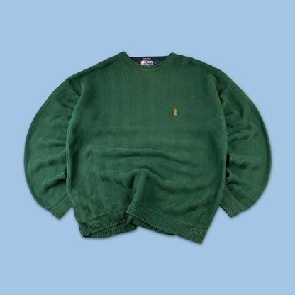 VINTAGE Y2K CHAPS CHUNKY RIBBED ESSENTIAL KNITTED JUMPER GREEN
