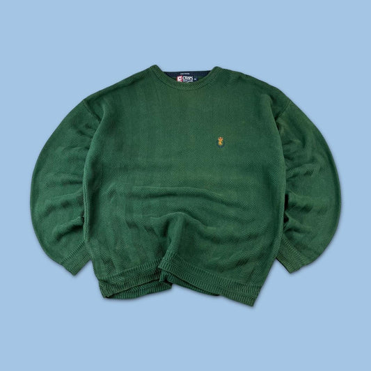 VINTAGE Y2K CHAPS CHUNKY RIBBED ESSENTIAL KNITTED JUMPER GREEN