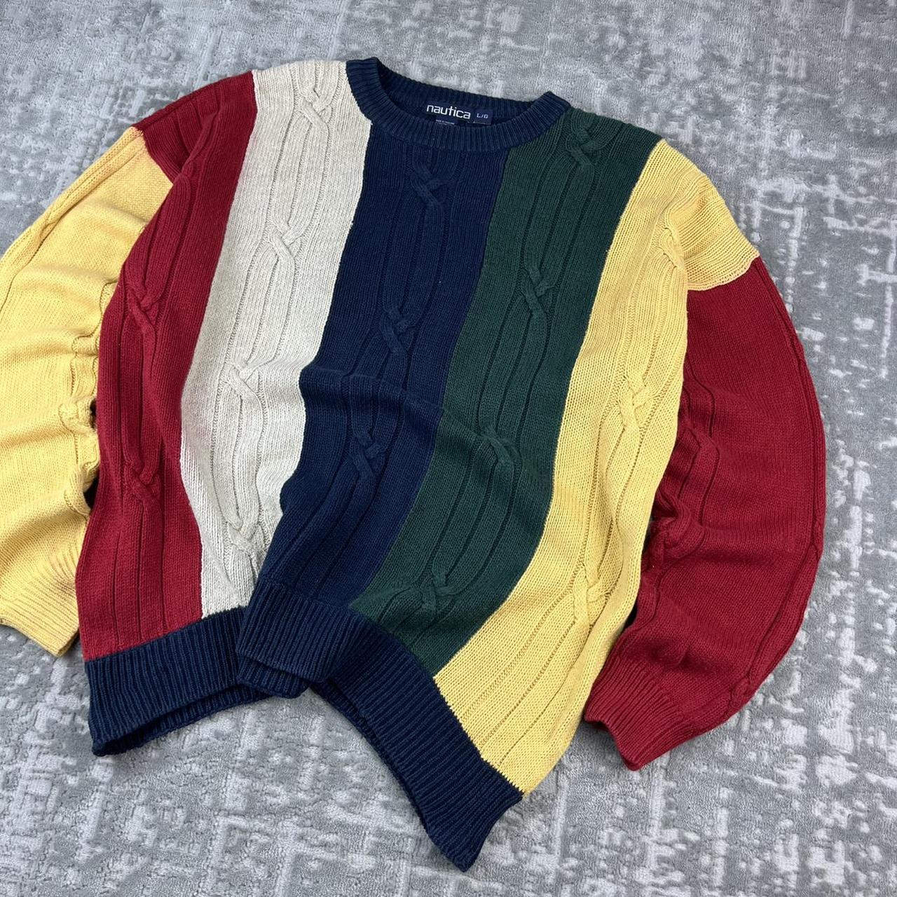 VINTAGE 90s NAUTICA STRIPED CHUNKY ESSENTIAL KNITTED JUMPER MULTI