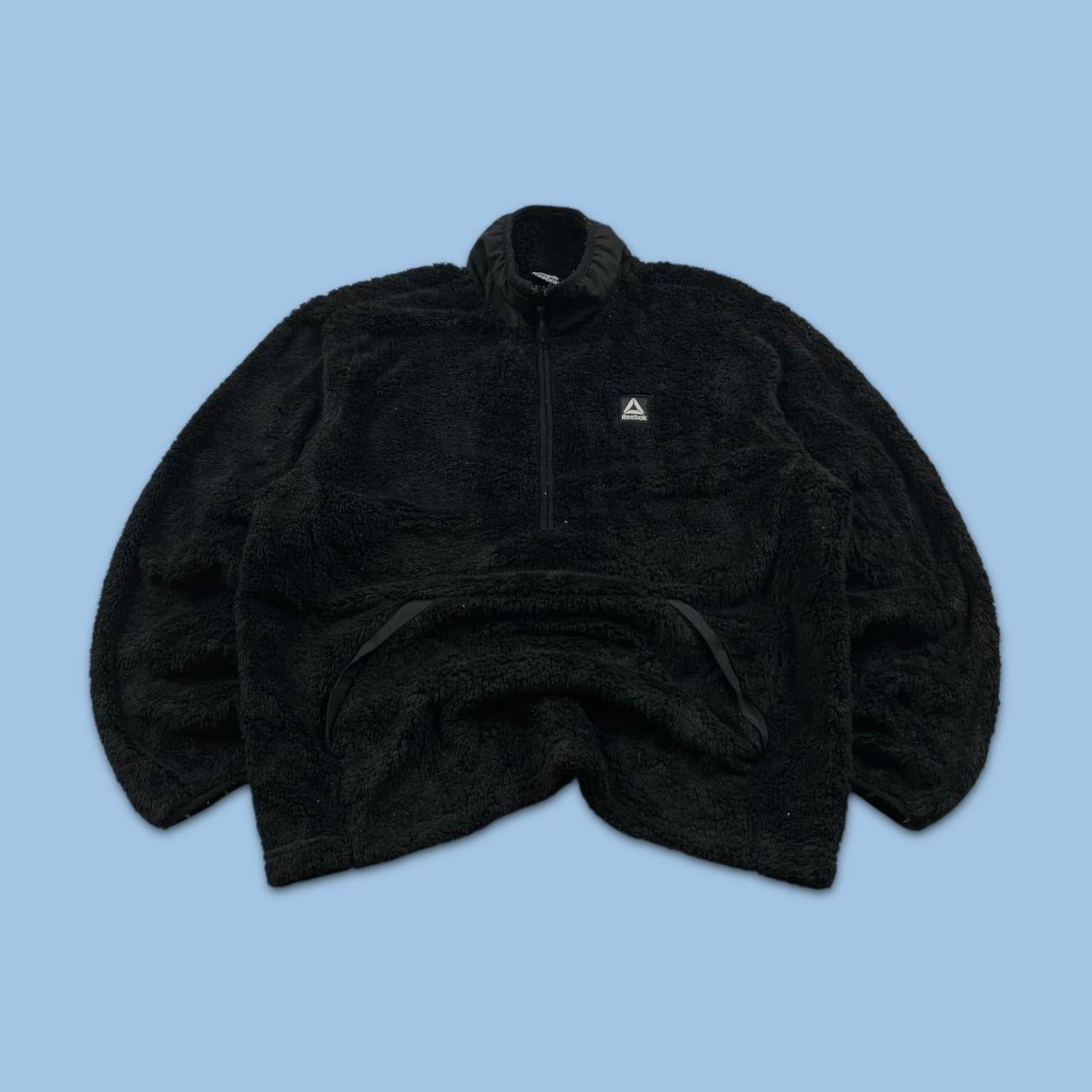 VINTAGE Y2K REEBOK QUARTER ZIP SHERPA FLEECE SWEATSHIRT BLACK