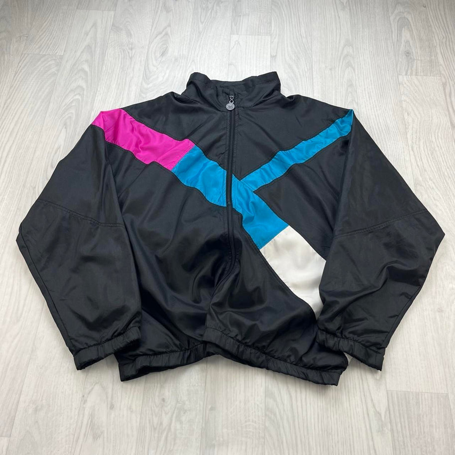 VINTAGE 90s ADIDAS WINDBREAKER SHELL JACKET BLACK