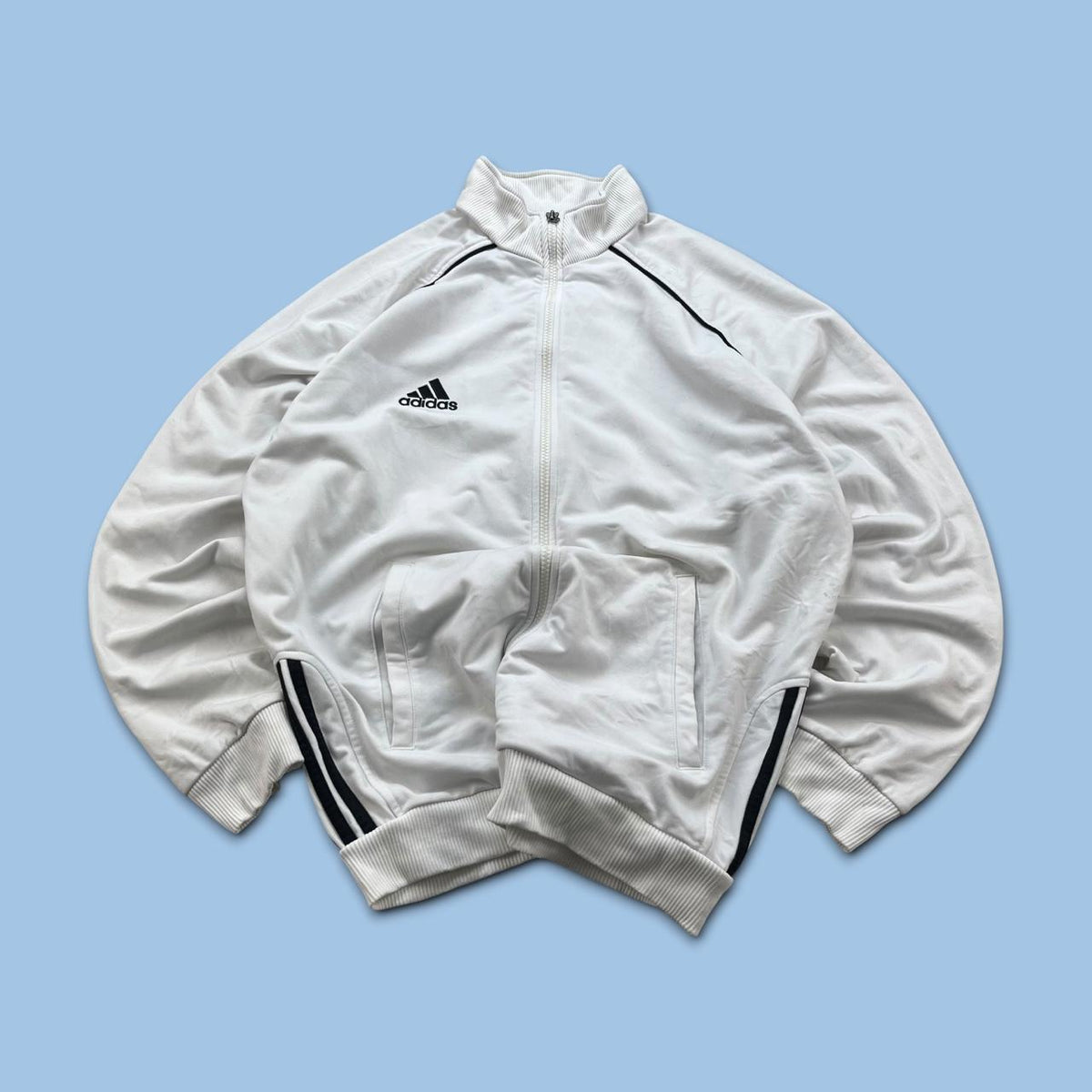 VINTAGE Y2K ADIDAS ZIP UP TRACK JACKET WHITE