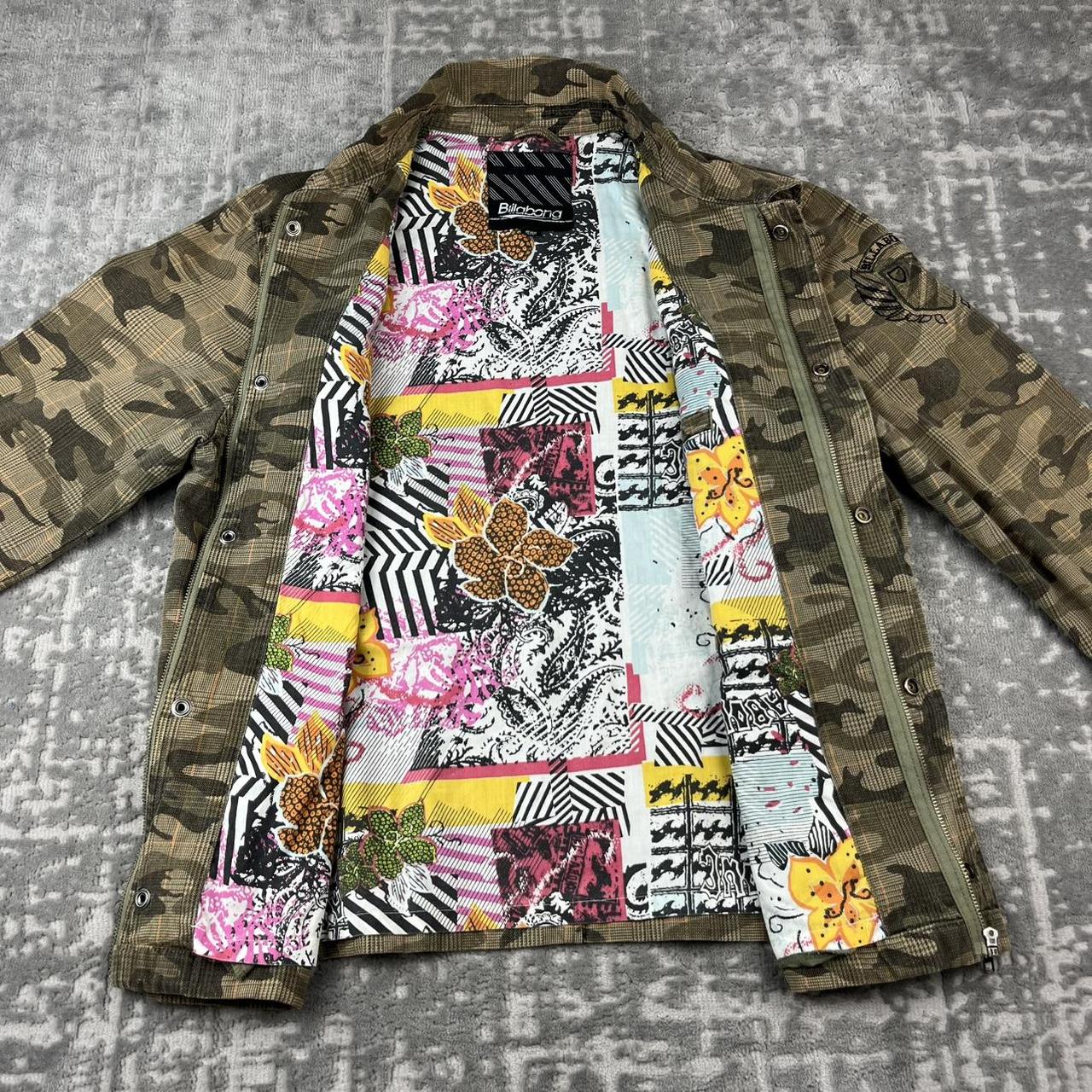 VINTAGE Y2K BILLABONG UTILITY CAMO PLAID JACKET KHAKI