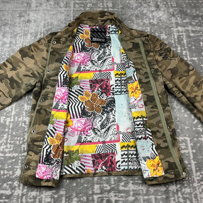 VINTAGE Y2K BILLABONG UTILITY CAMO PLAID JACKET KHAKI
