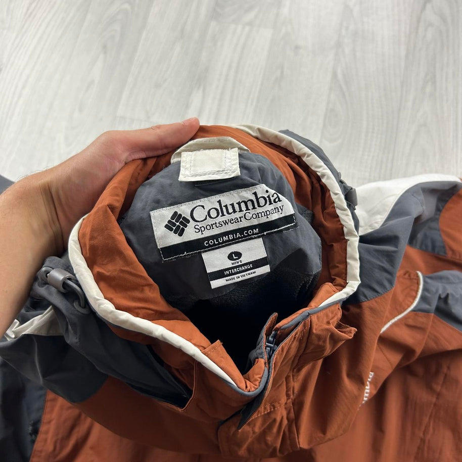 VINTAGE Y2K COLUMBIA TECHNICAL UTILITY JACKET ORANGE / GREY