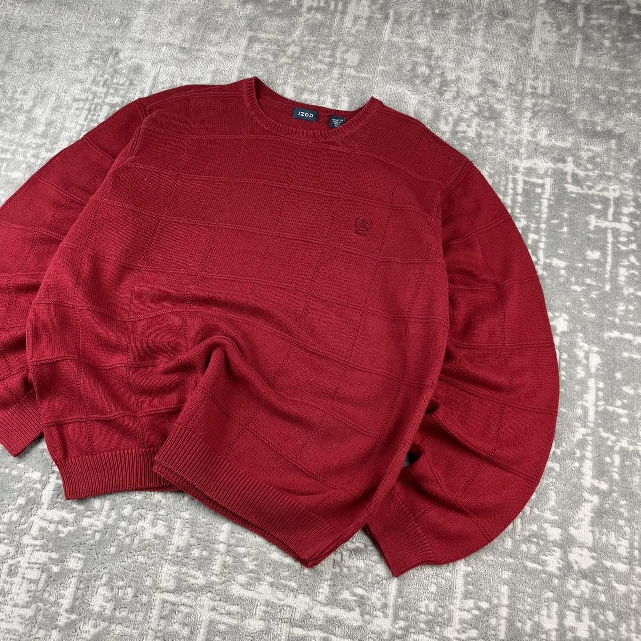 VINTAGE Y2K IZOD PLAID CHUNKY ESSENTIAL KNITTED JUMPER BURGUNDY RED