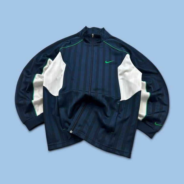 VINTAGE Y2K NIKE STRIPED ZIP UP TRACK JACKET NAVY