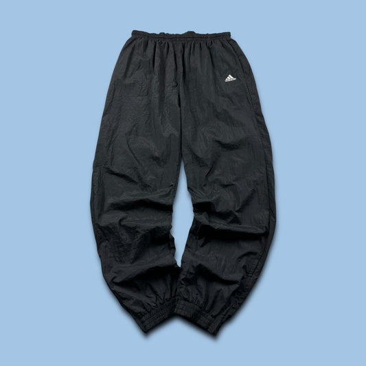 VINTAGE 90s ADIDAS BAGGY SHELL TRACKSUIT BOTTOMS BLACK