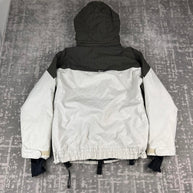VINTAGE Y2K BILLABONG PIN STRIPE FUR HOOD KI JACKET BROWN / WHITE