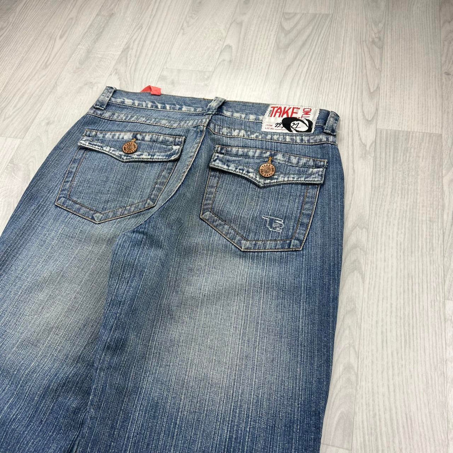 VINTAGE Y2K TAKETWO BAGGY BOOTCUT JEANS BLUE