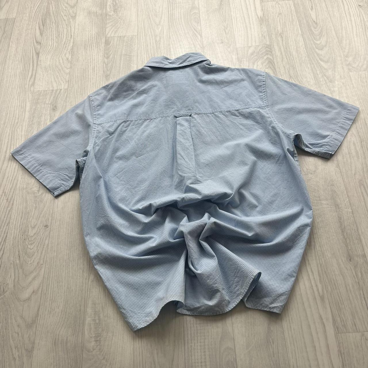 VINTAGE Y2K CHAPS SHORT SLEEVE CHECKERED SHIRT BABY BLUE