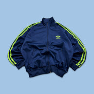 VINTAGE 90s ADIDAS TREFOIL ZIP UP TRACK JACKET NAVY / GREEN