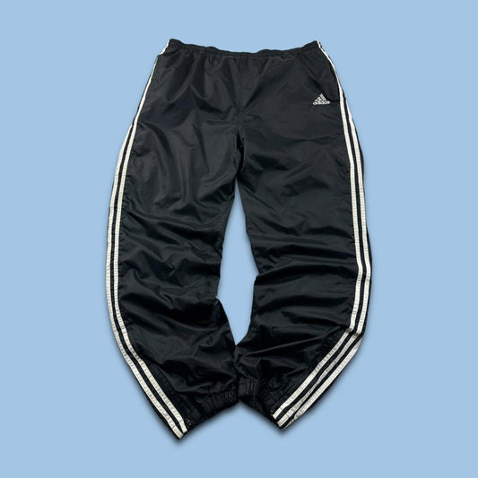 VINTAGE 90s ADIDAS BAGGY SHELL TRACKSUIT BOTTOMS BLACK