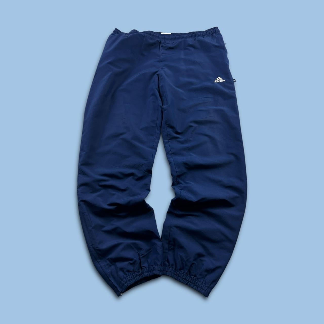 VINTAGE Y2K ADIDAS BAGGY TRACKSUIT BOTTOMS NAVY BLUE