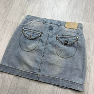 VINTAGE Y2K URBAN DENIM MINI SKIRT BLUE