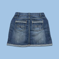 VINTAGE Y2K CACHE DIAMANTE DENIM LOW RISE MINI SKIRT BLUE