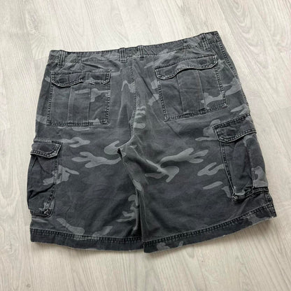 VINTAGE Y2K ROUTE 66 BAGGY CAMO CARGO SHORTS GREY