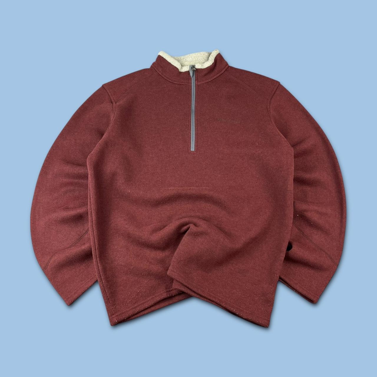 VINTAGE Y2K COLUMBIA QUARTER ZIP KNITTED JUMPER FLEECE BURGUNDY