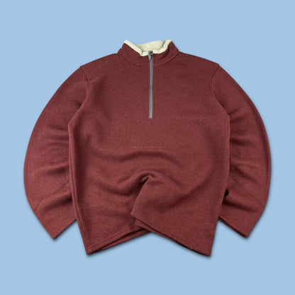 VINTAGE Y2K COLUMBIA QUARTER ZIP KNITTED JUMPER FLEECE BURGUNDY
