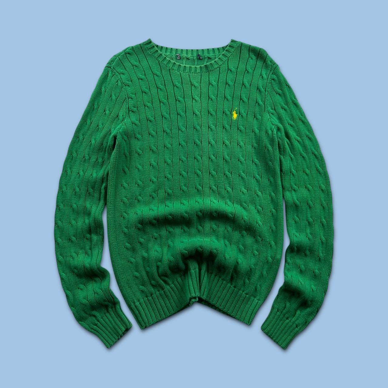 VINTAGE Y2K POLO RALPH LAUREN CABLE CHUNKY KNITTED JUMPER GREEN