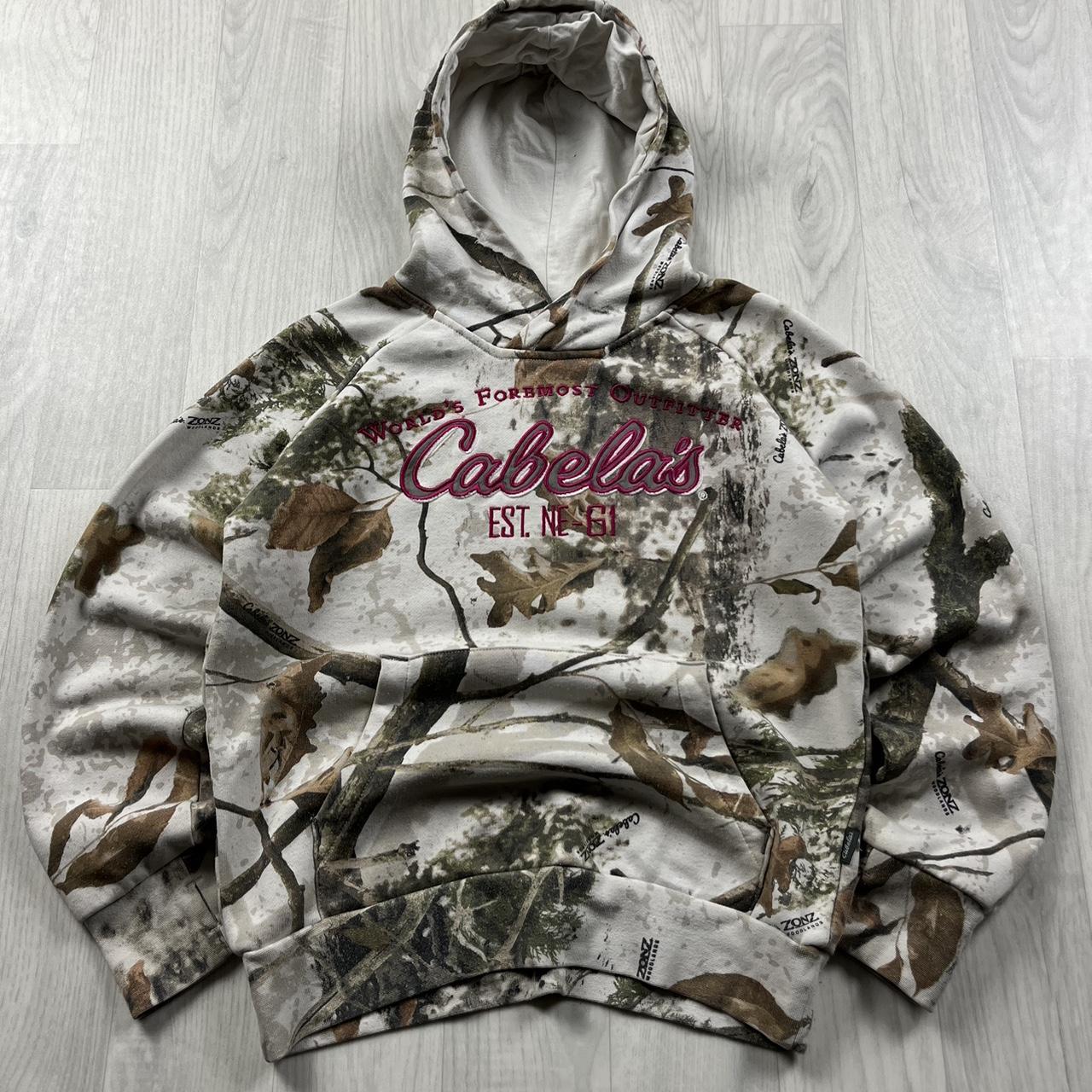 VINTAGE CABELAS REALTREE HOODIE CAMO WHITE PINK