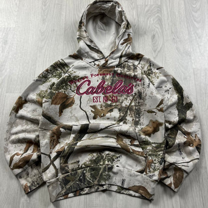 VINTAGE CABELAS REALTREE HOODIE CAMO WHITE PINK