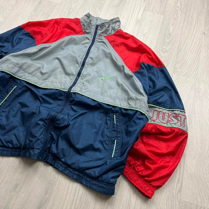 VINTAGE 90s NIKE WINDBREAKER TRACKSUIT SHELL JACKET NAVY / RED